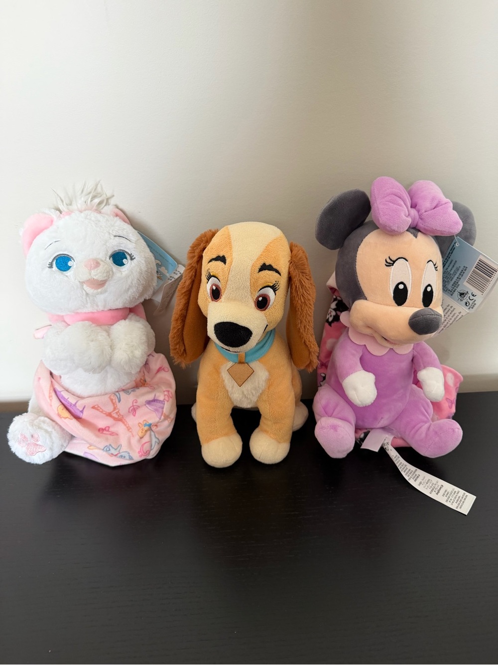 Disney Pink, Purple and Tan Plush Toy Bundle - Minnie, Marie & Lady